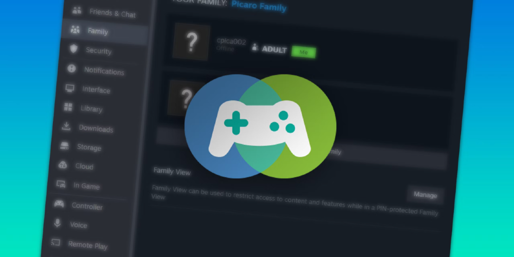 Steam Family logo on smartphone